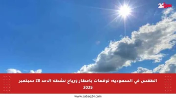 الطقس في السعودية: توقعات بأمطار ورياح نشطة الأحد 28 سبتمبر 2025